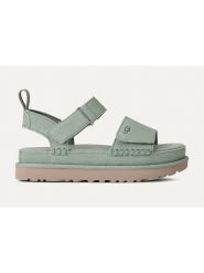 UGG Skórzane sandały "Goldenstar" w kolorze zielonym rozmiar: 39. Zielone sandały UGG, bez wzorów, ze skóry, klasyczne, z otwartym noskiem, bez obcasa, bez zapięcia. Za 461.21 zł.