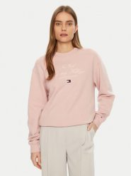 Tommy Hilfiger Bluza Modern Script WW0WW43844 Różowy Regular Fit. Czerwone bluzy TOMMY HILFIGER, xs, bez wzorów, z bawełny, bez kaptura. Za 299.99 zł.