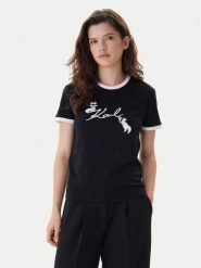 KARL LAGERFELD T-Shirt B1W17040 Czarny Slim Fit. Czarne t-shirty KARL LAGERFELD, s, bez wzorów, z bawełny, bez kołnierzyka, bez ramiączek. Za 429.99 zł.