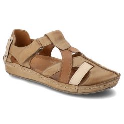 Beżowe Sandały Armodo Wygodne Obuwie Damskie. Brązowe sandały Armodo, bez wzorów, boho, bez obcasa, na obcasie, bez zapięcia. Za 219.00 zł.