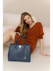 Lia Biassoni Skórzana torebka "Nure" w kolorze niebieskim - 36 x 28 x 18 cm rozmiar: onesize. Niebieskie torby na ramię Lia Biassoni, bez wzorów, z materiału, przez ramię, bez dodatków. Za 304.99 zł.