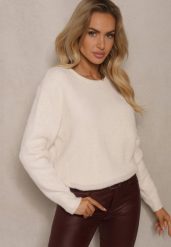 Beżowy Casualowy Sweter z Dodatkiem Kaszmiru Salielis. Brązowe swetry Renee, uniwersalny, bez wzorów, z kaszmiru, bez ramiączek. Za 109.99 zł.