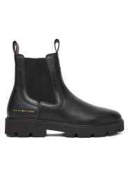 Tommy Hilfiger Sztyblety Lthr Low Chelsea FW0FW08775 Czarny. Czarne botki TOMMY HILFIGER, bez wzorów, ze skóry, bez obcasa, na płaskiej podeszwie, bez zapięcia. Za 599.99 zł.