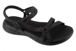 Sandały damskie, On the GO 600 - Brilliancy. Czarne sandały Skechers, bez wzorów, z materiału, sportowe, bez obcasa, bez zapięcia. Za 189.99 zł.