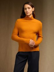 Perfect Cashmere Kaszmirowy golf "Ruby" w kolorze musztardowym rozmiar: S. Żółte golfy Perfect Cashmere, s, bez wzorów, z kaszmiru, bez ramiączek. Za 413.99 zł.