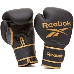 Rękawice bokserskie. Czarne czapki Reebok, bez wzorów, ze skóry. Za 129.99 zł.