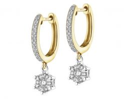Kolczyki z żółtego i białego złota z diamentami - 0,30 ct - próba 585. Białe kolczyki Apart, z diamentem, złote. Za 4,890.00 zł.