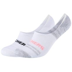 Skarpetki sportowe dla dorosłych 2PPK Mesh Ventilation Footies Socks. Białe skarpety Skechers, bez wzorów, z bawełny. Za 29.99 zł.
