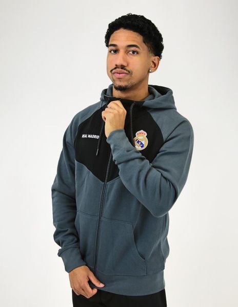 Nowoczesna bluza z kapturem Real Madryt. Szare bluzy REAL MADRID, s, bez wzorów, z bawełny, z kapturem. Za 309.11 zł.
