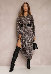 Czarno-Beżowa Sukienka Rozkloszowana z Gumką w Pasie Philida. Czarne sukienki Renee, na co dzień, m, bez wzorów, eleganckie, bez kołnierzyka, bez ramiączek, maxi, rozkloszowane. Za 99.99 zł.