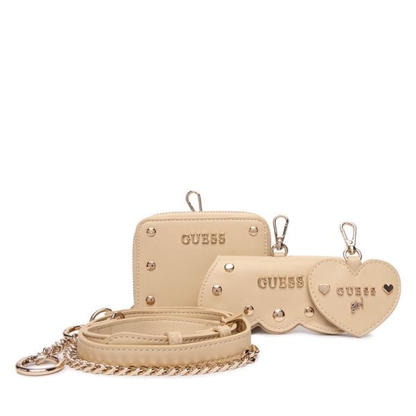 Torebka Guess. Brązowe listonoszki Guess, z aplikacjami, bez dodatków. Za 126.99 zł.