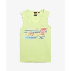 Damski tank top Superdry. Żółte topy Superdry, bez wzorów, bez kołnierzyka, bez ramiączek. W wyprzedaży za 125.80 zł.
