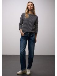 Street One Koszulka w kolorze granatowo-szarobrązowym rozmiar: 38. Niebieskie bluzki Street One, bez wzorów, street, bez kołnierzyka, bez ramiączek. Za 114.71 zł.