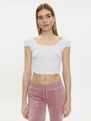 Juicy Couture Bluzka Brodie JCWCT23309 Biały Regular Fit. Białe bluzki Juicy Couture, xl, bez wzorów, z bawełny, bez kołnierzyka, bez ramiączek. Za 89.99 zł.