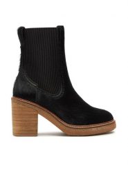Clarks Botki Cassiano Top 26178668 Czarny. Czarne botki Clarks, bez wzorów, ze skóry, bez obcasa, na słupku, bez zapięcia. Za 819.99 zł.