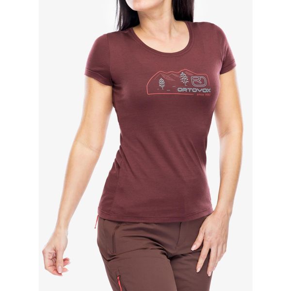 Koszulka merino damska Ortovox 140 Cool Vintage Badge TS. Czerwone koszulki sportowe ORTOVOX, bez wzorów, bez ramiączek. Za 291.99 zł.