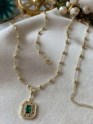 Luseera Pozłacany naszyjnik z zawieszką - dł. 58 cm rozmiar: onesize. Zielone naszyjniki Luseera, z kryształem, pozłacane. Za 43.99 zł.