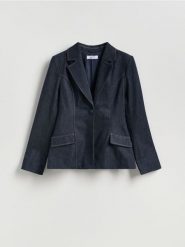 Jeansowa marynarka - granatowy. Niebieskie marynarki i żakiety Reserved, l, bez wzorów, z bawełny. Za 259.99 zł.
