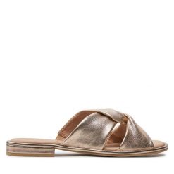 Klapki Caprice. Żółte klapki Caprice, bez wzorów, bez obcasa. Za 209.99 zł.