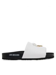 LOVE MOSCHINO Klapki JA28283G1MIE0100 Biały. Białe klapki Love Moschino, bez wzorów, ze skóry, bez obcasa. Za 669.99 zł.