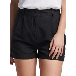 Spodenki sportowe damskie Superdry Studios Linen. Czarne obuwie sportowe Superdry, z bawełny, bez zapięcia, na fitness i siłownię. Za 155.00 zł.