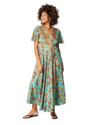 Aller Simplement Sukienka w kolorze turkusowo-pomarańczowym rozmiar: 34/36. Brązowe sukienki Aller Simplement, bez wzorów, klasyczne, bez kołnierzyka, bez ramiączek, maxi. Za 78.99 zł.