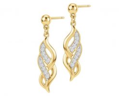 Kolczyki z żółtego złota z diamentami - 0,05 ct - próba 585. Żółte kolczyki Apart, z diamentem, złote. Za 2,229.00 zł.