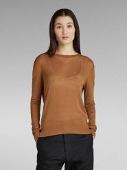 G-Star Sweter w kolorze jasnobrązowym rozmiar: M. Brązowe swetry G-Star, m, bez wzorów, z bawełny, bez ramiączek. Za 132.05 zł.