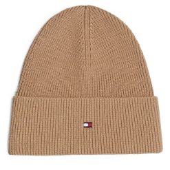 Czapka Tommy Hilfiger. Brązowe czapki TOMMY HILFIGER, bez wzorów. Za 199.99 zł.