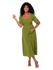 Aller Simplement Sukienka w kolorze oliwkowym rozmiar: 34/36. Zielone sukienki Aller Simplement, na co dzień, bez wzorów, bez kołnierzyka, bez ramiączek, maxi, proste. Za 100.99 zł.