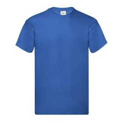 Oryginalna Bawełniana Koszulka Unisex Dla Dorosłych. Niebieskie bluzki FRUIT OF THE LOOM, l, bez wzorów, z bawełny, sportowe, bez kołnierzyka, bez ramiączek. Za 33.99 zł.