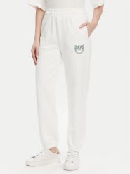 PINKO Spodnie dresowe Plumcake 104790 A2G8 Biały Regular Fit. Białe spodnie dresowe Pinko, s, bez wzorów, z bawełny. Za 589.99 zł.