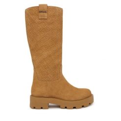 Kozaki Guess. Brązowe kozaki Guess, bez obcasa, na płaskiej podeszwie, bez zapięcia. Za 824.99 zł.