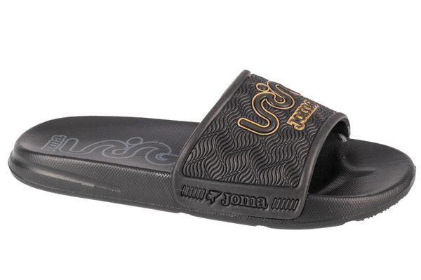 Klapki na basen damskie, S.Land Lady 24 SLALS. Czarne klapki Joma, bez wzorów, z materiału, bez obcasa. Za 39.99 zł.