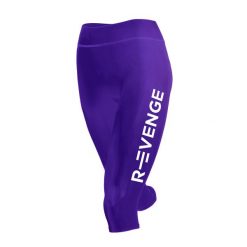 Legginsy techniczne do biegania Capri damskie z taśmami kinetycznymi. Fioletowe legginsy R-EVENGE, bez wzorów, z elastanu. Za 280.89 zł.