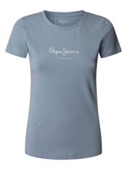 Pepe Jeans Koszulka "New Virgina" w kolorze szaroniebieskim rozmiar: S. Niebieskie bluzki Pepe Jeans, s, bez wzorów, z jeansu, bez kołnierzyka, bez ramiączek. Za 92.86 zł.