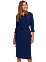 Stylove Sukienka w kolorze granatowym rozmiar: M. Niebieskie sukienki Stylove, m, bez wzorów, bez kołnierzyka, bez ramiączek, midi, kopertowe. Za 206.42 zł.