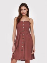 ONLY Sukienka letnia Annika 15193884 Brązowy Slim Fit. Brązowe sukienki Only, na lato, bez wzorów, z wiskozy, bez kołnierzyka, bez ramiączek. Za 69.99 zł.