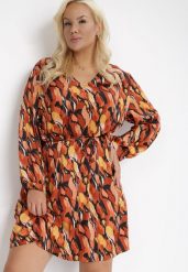 Brązowo-Żółta Sukienka Pudełkowa z Cienkim Wiązaniem w Talii Barbyllis. Brązowe sukienki Born2be, plus size, bez wzorów, z materiału, klasyczne, bez kołnierzyka, plus size, bez ramiączek, midi. Za 149.99 zł.