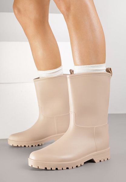 Beżowe Casualowe Kalosze Dirrive. Brązowe kalosze Renee, bez wzorów, z jeansu. Za 69.99 zł.