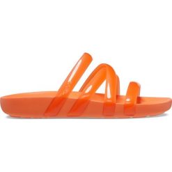 Klapki Dla Dorosłych Crocs Splash Glossy Strappy Sandal. Brązowe klapki Crocs, bez wzorów, z materiału, bez obcasa. Za 119.99 zł.