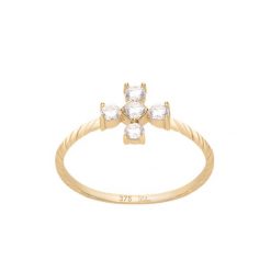 Pierścionek ze złota próby 375 w kształcie lilii z cyrkoniami. Żółte pierścionki Lilou, z cyrkonią, złote. Za 598.00 zł.