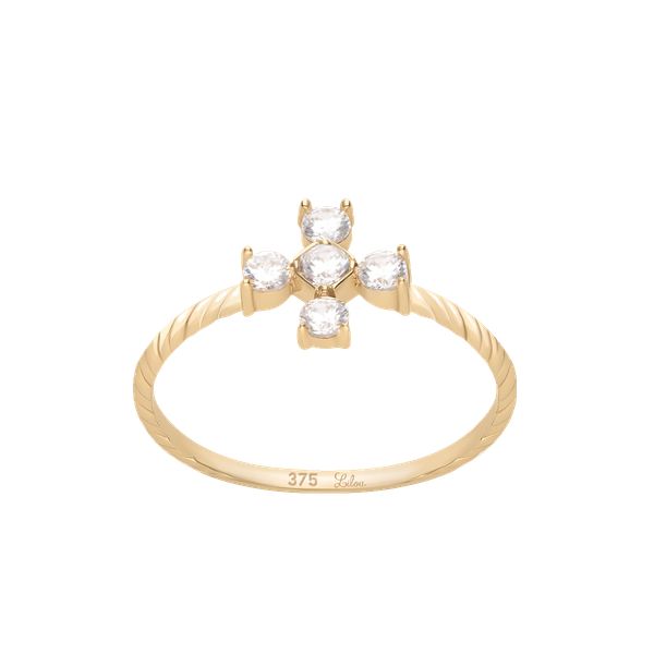 Pierścionek ze złota próby 375 w kształcie lilii z cyrkoniami. Żółte pierścionki Lilou, z cyrkonią, złote. Za 598.00 zł.