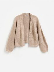 Kardigan z metalizowaną nicią - brązowy. Brązowe kardigany Reserved, l, bez wzorów, z dzianiny. Za 139.99 zł.