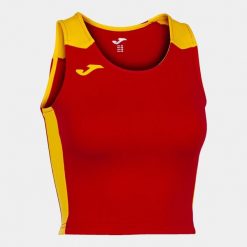 Tank top do biegania damski Joma Record II Crop top. Czerwone topy Joma, l, bez wzorów, bez kołnierzyka, bez ramiączek. W wyprzedaży za 124.95 zł.