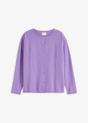 Cienki sweter rozpinany. Fioletowe kardigany bonprix, bez wzorów. Za 94.99 zł.
