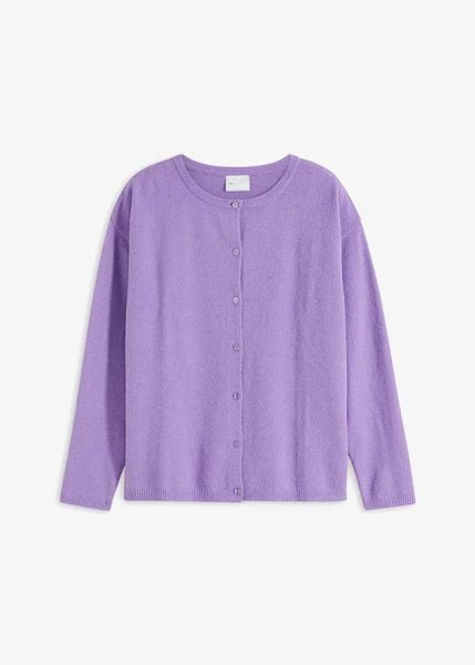 Cienki sweter rozpinany. Fioletowe kardigany bonprix, bez wzorów. Za 94.99 zł.