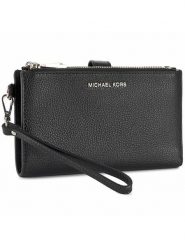 MICHAEL Michael Kors Duży Portfel Damski Wristlets 32T7GAFW4L Czarny. Czarne portfele MICHAEL Michael Kors, bez wzorów, ze skóry. Za 579.99 zł.