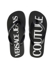 Versace Jeans Couture Japonki 80VA3SQ7 ZSS81 Czarny. Czarne klapki Versace Jeans Couture, bez wzorów, z jeansu, bez obcasa. Za 249.99 zł.