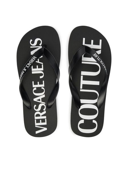 Versace Jeans Couture Japonki 80VA3SQ7 ZSS81 Czarny. Czarne klapki Versace Jeans Couture, bez wzorów, z jeansu, bez obcasa. Za 145.99 zł.